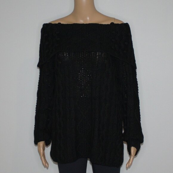 Love Token Women's Off-The-Shoulder Knit Sweater in Black Color & size Small NWT - Picture 1 of 6